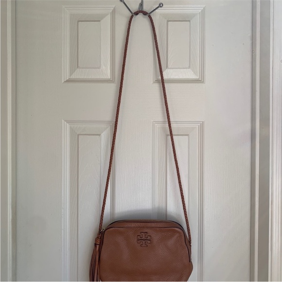 Tory Burch Brown Leather Shoulder Bag with decorative tassel & braided strap - Picture 2 of 10